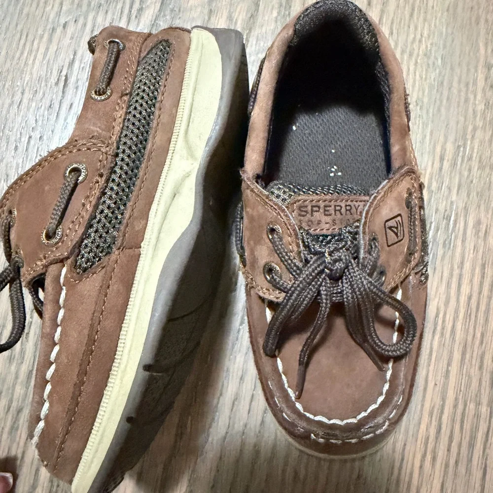 🛥️ Sperry Top-Sider Toddler Boat Shoes Brown Leather Size 8